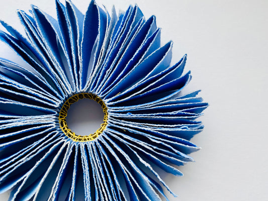 Blue Sewing Circle Book Sculpture